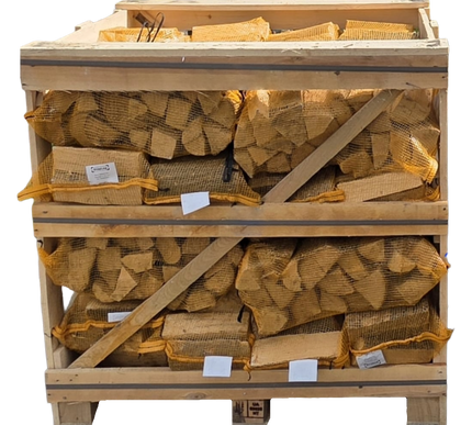 1 kub pallet (24 netten van 18 kg) ovengedroogd haagbeuk haardhout