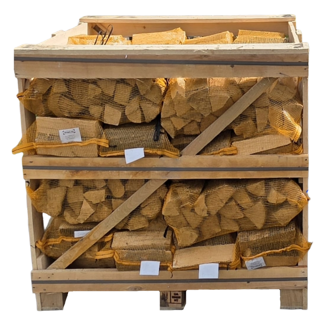 1 kub pallet (24 netten van 18 kg) ovengedroogd haagbeuk haardhout
